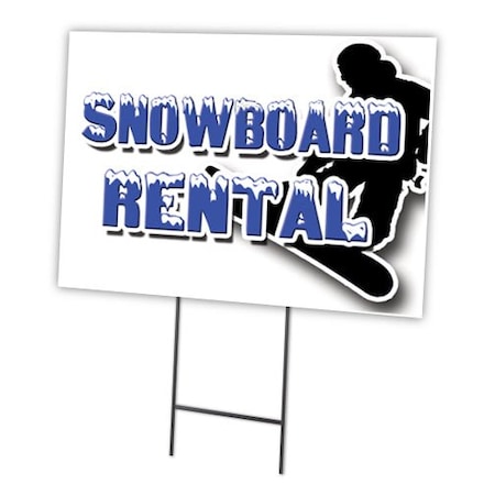 Snowboard Rental Yard Sign & Stake Outdoor Plastic Coroplast Window